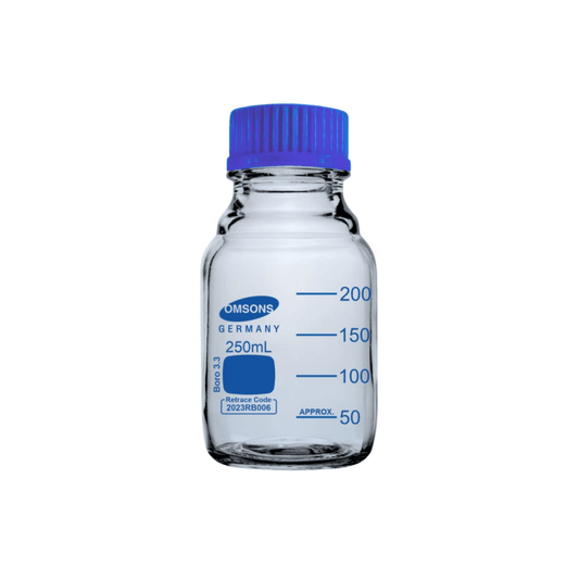 Reagent Bottle Transparent with Blue Screw Cap