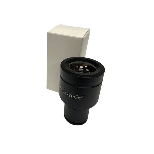 WF10x/20mm reticle eyepiece with micrometer, shown beside its box