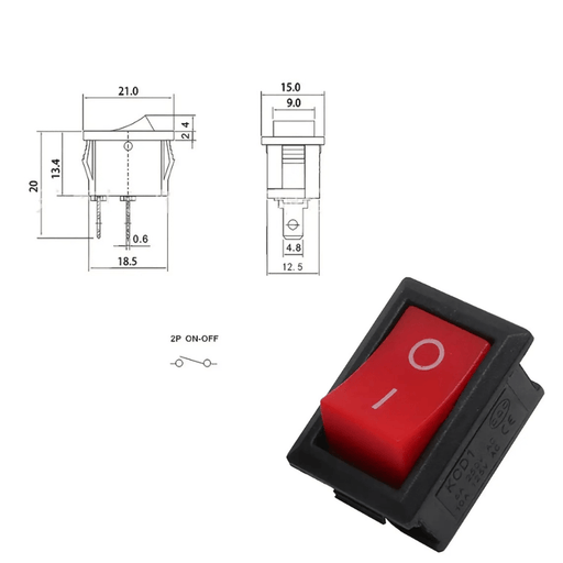 Rocker Switch - KCD1 - Red