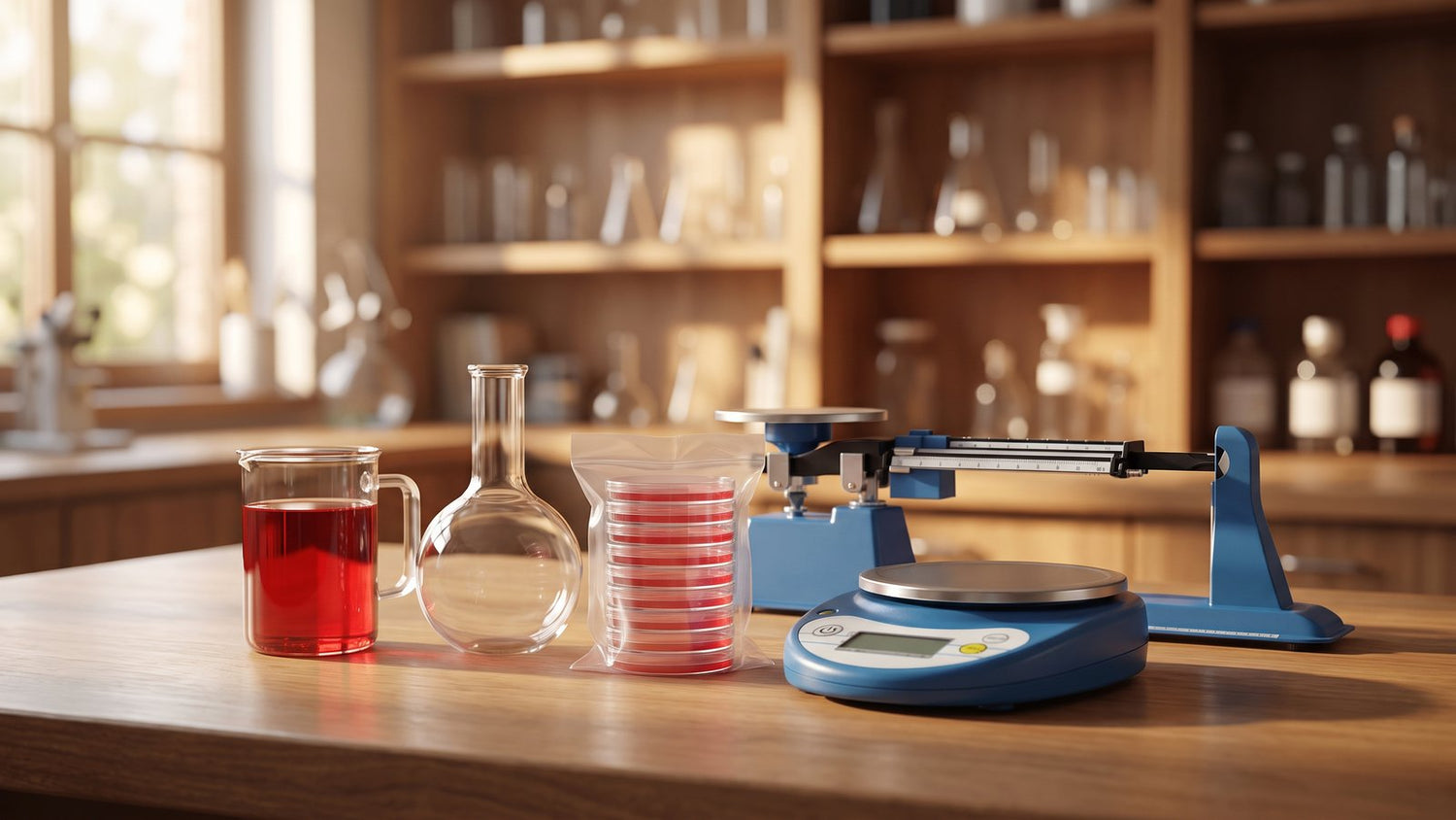Assorted discounted lab equipment on a bench, SmartLabs sale