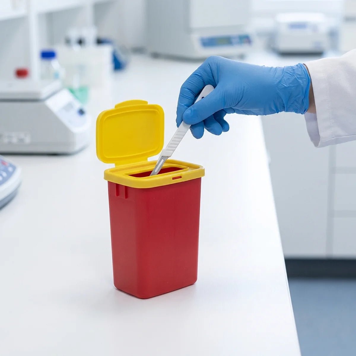 Disposing of a scalpel blade safely