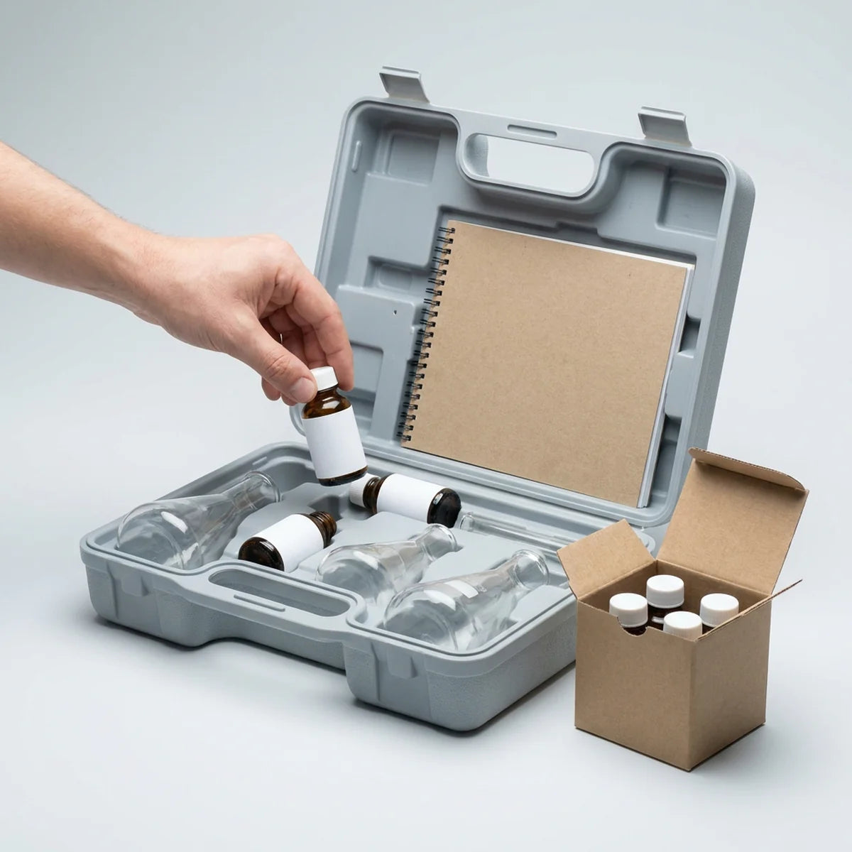 Refilling a science kit's chemical bottles