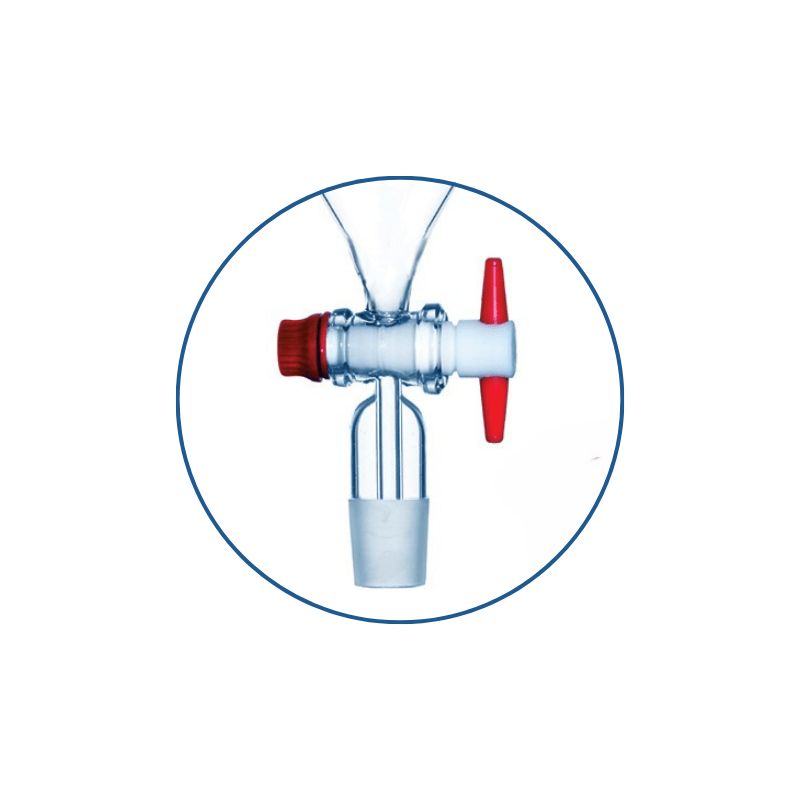 Seperating Funnel with PTFE Stopcock, PP Stopper, Stem in Cone, Soclet and Cone 19/26