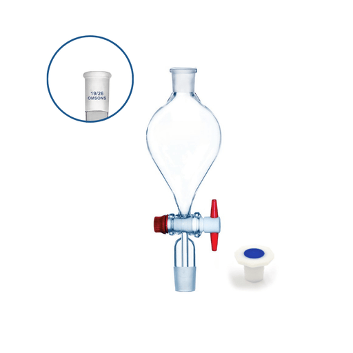 Seperating Funnel with PTFE Stopcock, PP Stopper, Stem in Cone, Soclet and Cone 19/26