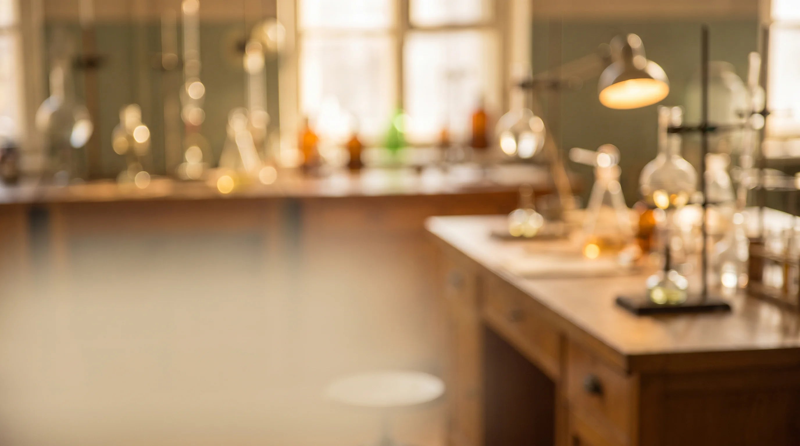 Blurred laboratory glassware background