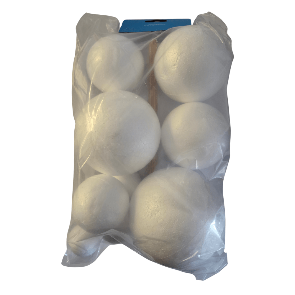 Unpainted solar system project kit for Natural Sciences with graded planet spheres and base