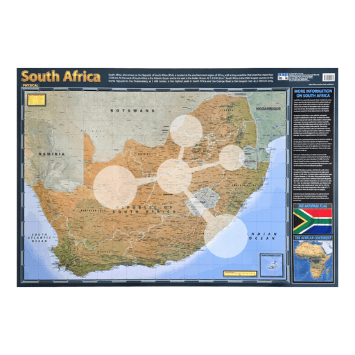 South Africa Physical Wall Chart Map