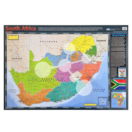 South Africa Wall Chart Political Map
