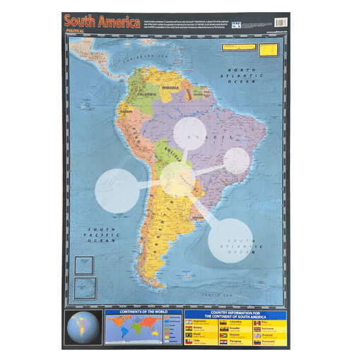 South America Wall Chart Political Map