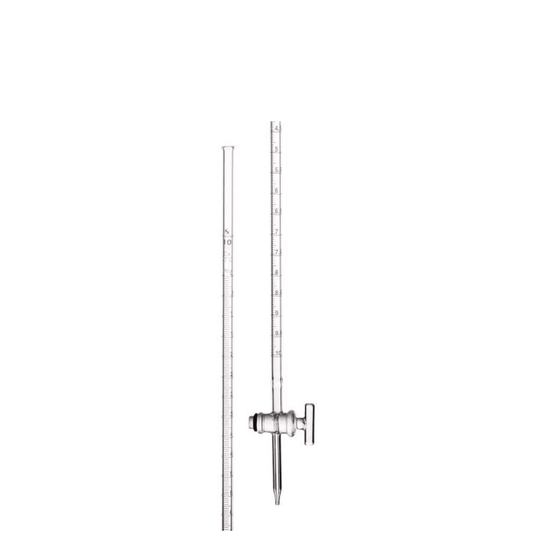 Straight bore glass burette with glass key stopcock, Class B