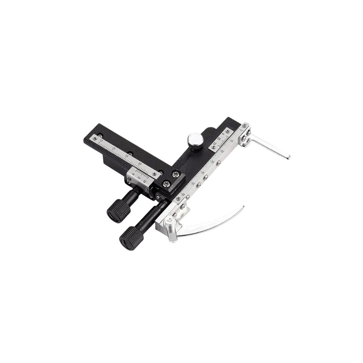 Detached double-layer mechanical stage attachment with slide clip arm and X-Y control knobs