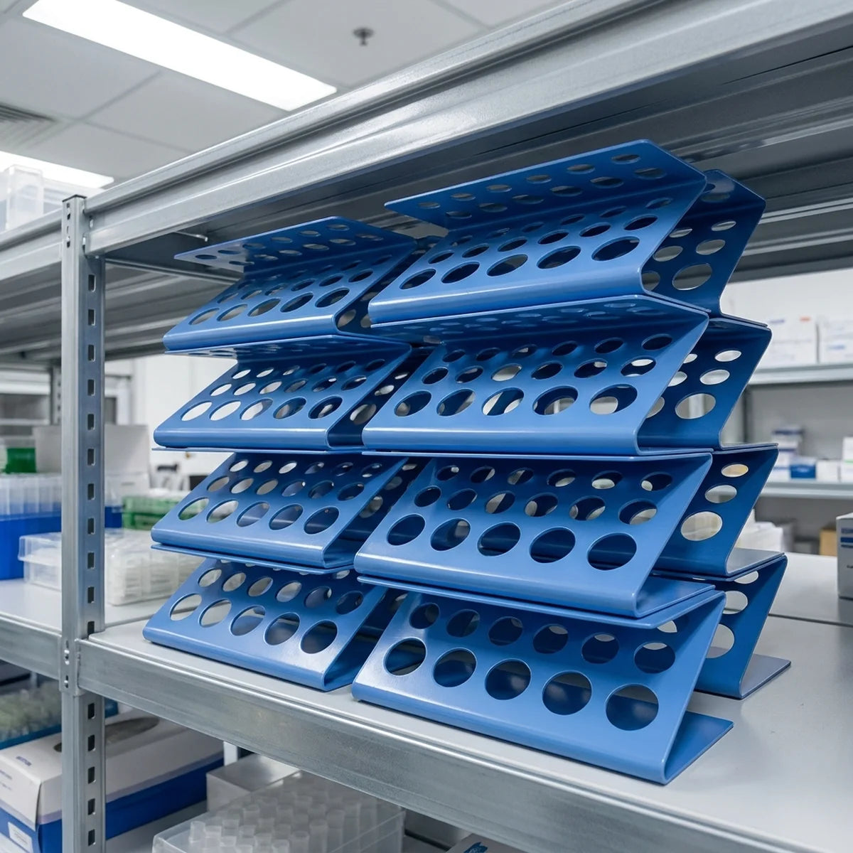 Stacked Z-type test tube racks