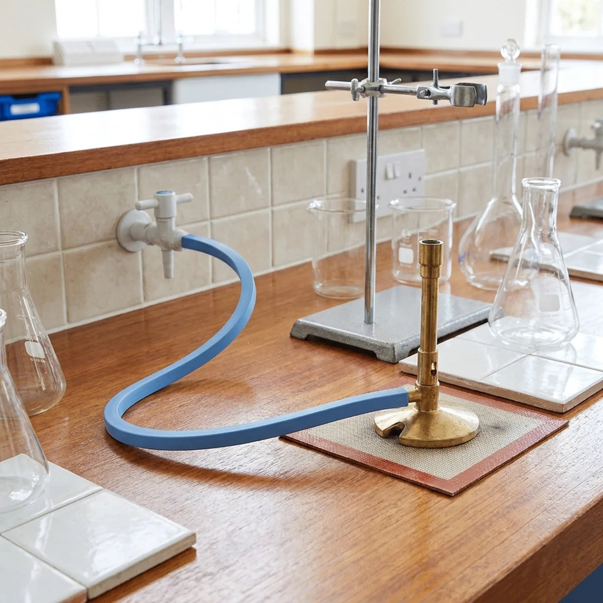 Bunsen burner gas supply tubing