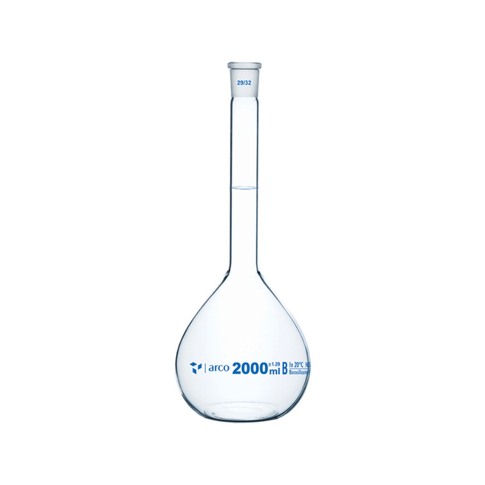 Volumetric Flask Clear Borosilicate Glass - Class 'B', Plastic Stopper