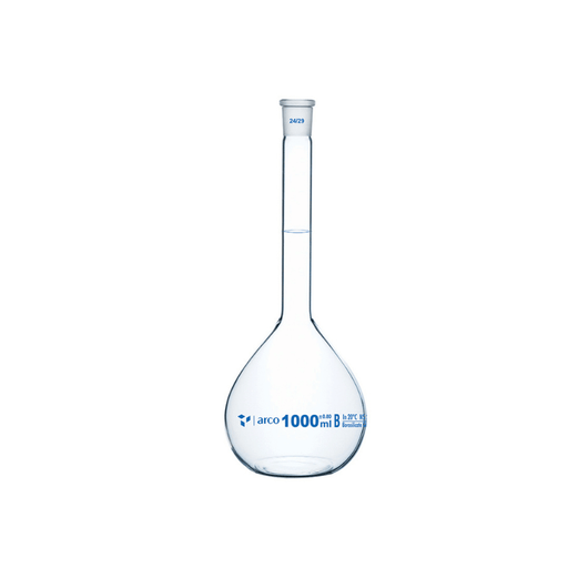 Volumetric Flask Clear Borosilicate Glass - Class 'B', Plastic Stopper