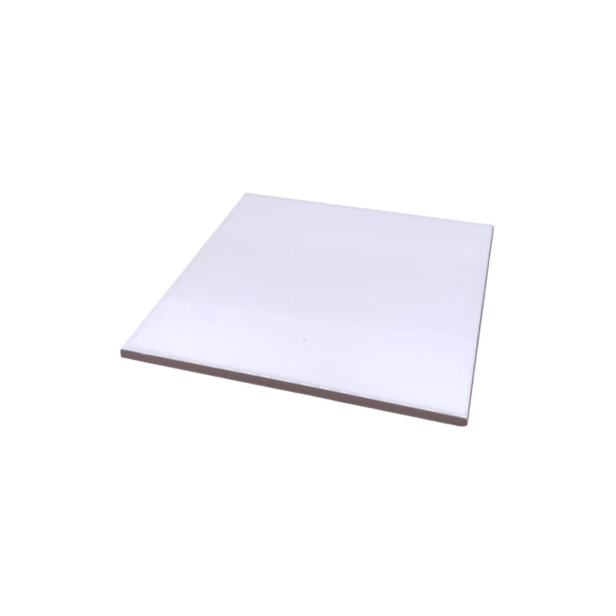 Plain white glazed ceramic tile, 150 x 150mm