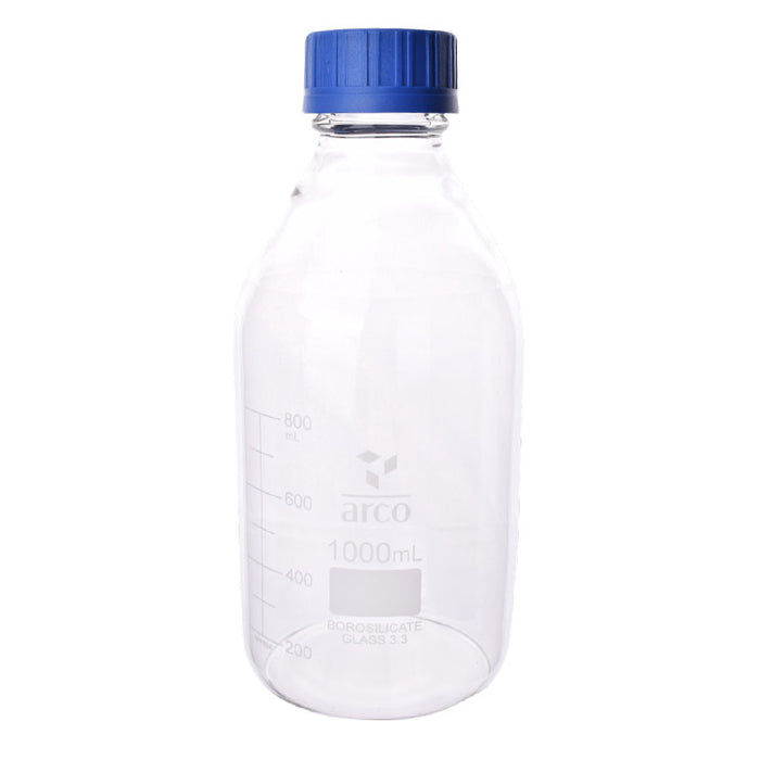 Reagent Bottle Transparent with Blue Screw Cap