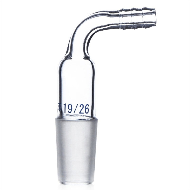 Glass connector with gas outlet for laboratory use