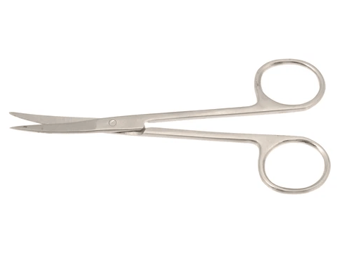 Stainless steel dissecting scissors 110 mm curved fine point for precision lab work