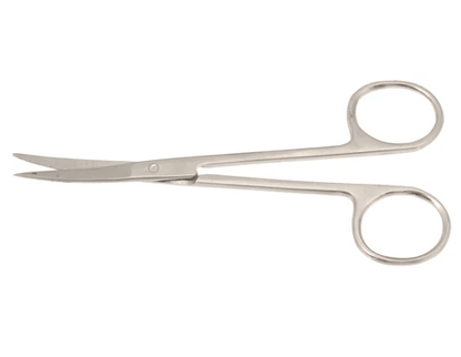 Stainless steel dissecting scissors 110 mm curved fine point for precision lab work