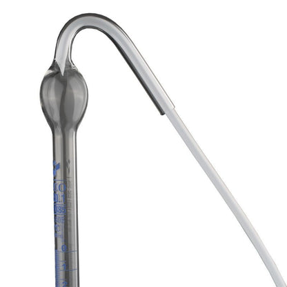 Close-up of Dr Schilling 50 mL burette showing fine graduations and glass stopcock.