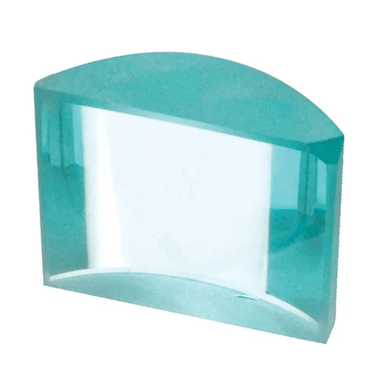 Precision cylindrical lens in case for physics light refraction experiments