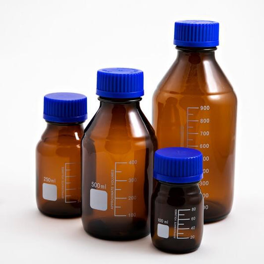 Reagent Bottle, Amber Colored Glass with Screw Cap