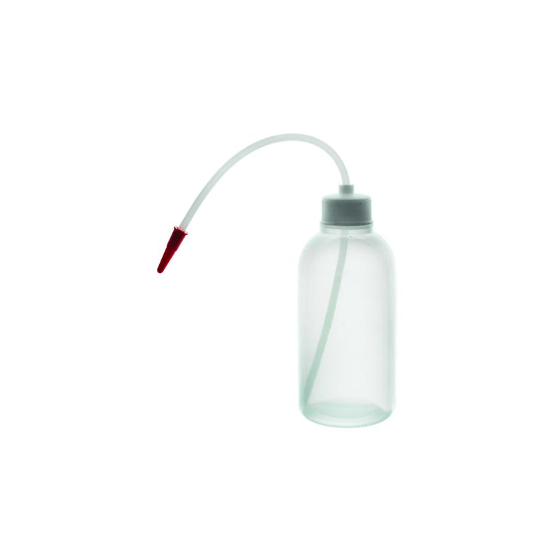 Lab wash bottle with flexible delivery tube